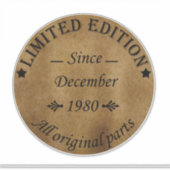 1980生まれ年12月のヴィンテージ誕生日 シール (正面)