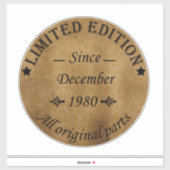 1980生まれ年12月のヴィンテージ誕生日 シール (シート)