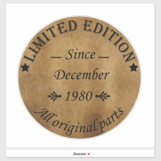 1980生まれ年12月のヴィンテージ誕生日 シール (シート)