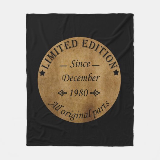 1980生まれ年12月のヴィンテージ誕生日 フリースブランケット (正面)