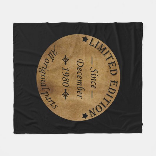 1980生まれ年12月のヴィンテージ誕生日 フリースブランケット (正面(横))