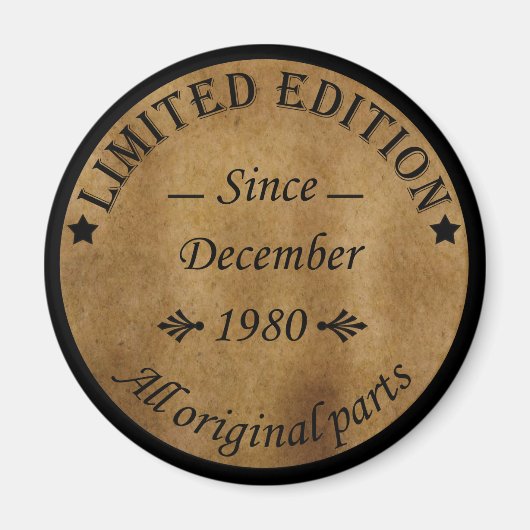 1980生まれ年12月のヴィンテージ誕生日 マグネット (正面)