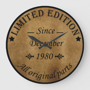 1980生まれ年12月のヴィンテージ誕生日 ラージ壁時計
