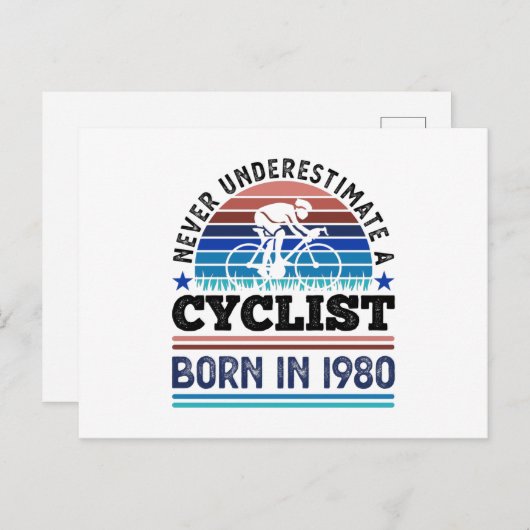 1980生まれ年40歳の誕生日ギフトサイクリング ポストカード (正面/裏面)