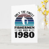 1980生まれ年50誕生日魚釣りギフト カード (黄色い花)