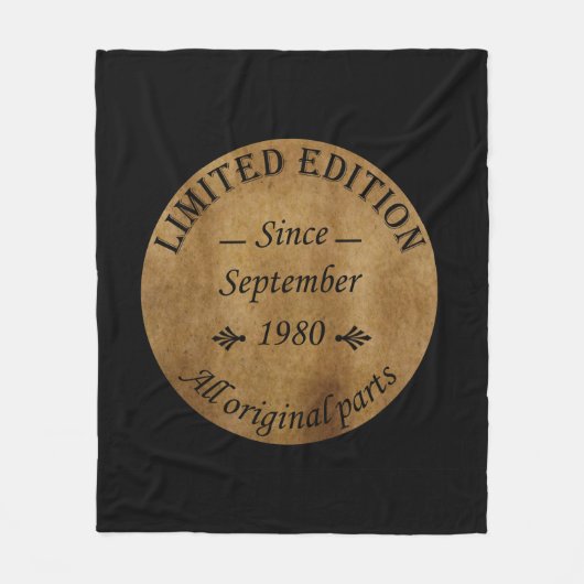 1980生まれ年9月のヴィンテージ フリースブランケット (正面)