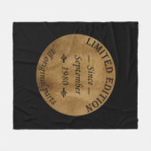 1980生まれ年9月のヴィンテージ フリースブランケット (正面(横))