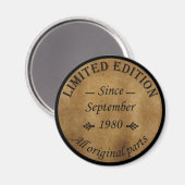 1980生まれ年9月のヴィンテージ マグネット (正面/裏面)