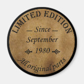 1980生まれ年9月のヴィンテージ マグネット (正面)