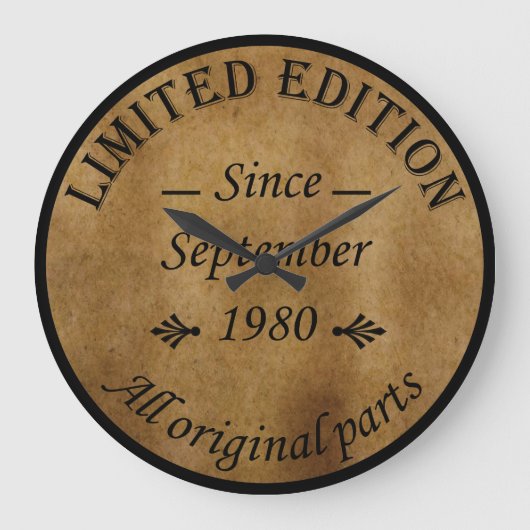 1980生まれ年9月のヴィンテージ ラージ壁時計 (正面)