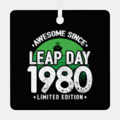 1980素晴らし年閏年日以後2月29誕生日 メタルオーナメント (正面)