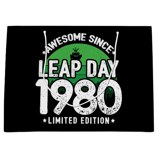 1980素晴らし年閏年日以後2月29誕生日 ラージペーパーバッグ (正面)
