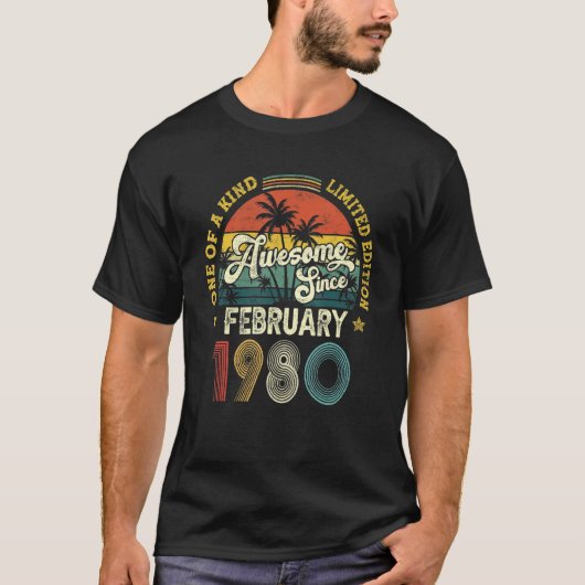 1980素晴らし年2月以来ヴィンテージ42誕生日 Tシャツ (正面)