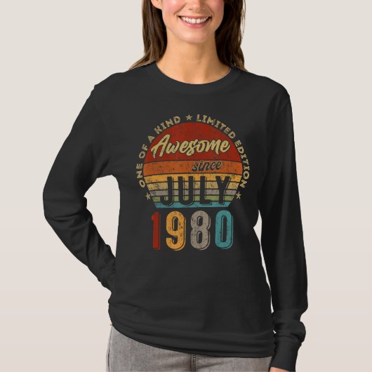 1980素晴らし年7月以来ヴィンテージ42誕生日1 Tシャツ (正面)