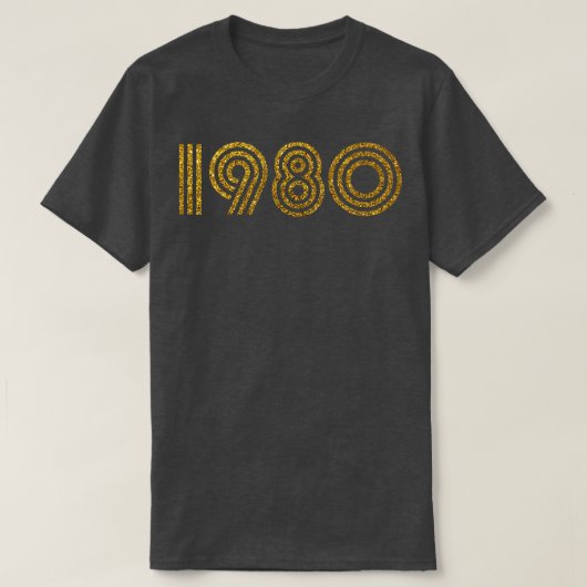 1980誕生年グリッター効果 Tシャツ (デザイン正面)