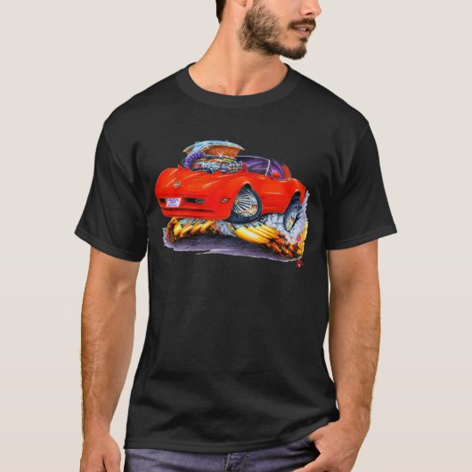 1980-82年のコルベットの赤車 Tシャツ (正面)