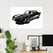1980 Camaro Black And White Minimalist Design. ポスター (ホームオフィス)