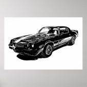 1980 Camaro Black And White Minimalist Design. ポスター (正面)