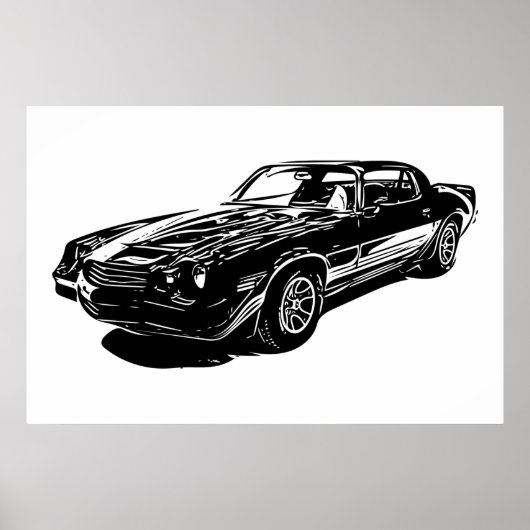 1980 Camaro Black And White Minimalist Design. ポスター (正面)