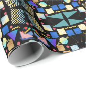 1980sクラシックヴィンテージ幾何学的抽象芸術パターン ラッピングペーパー (ロールコーナー)