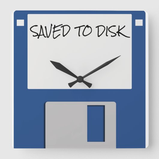 1980sフロッピーディスクのロールバック スクエア壁時計 (正面)