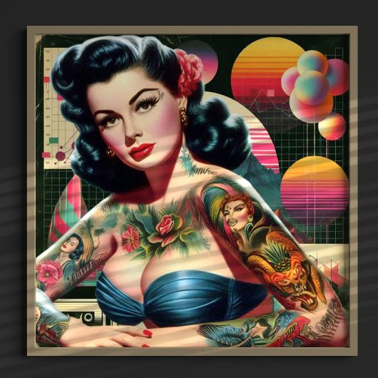 1980sレトロウェーブピンアップ ポスター