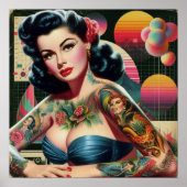 1980sレトロウェーブピンアップ ポスター (正面)