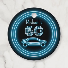 1980sレーシングカーブラック&シアン任意の年齢男性のパーティー フェイバータグ