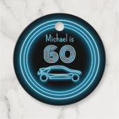 1980sレーシングカーブラック&シアン任意の年齢男性のパーティー フェイバータグ (正面)