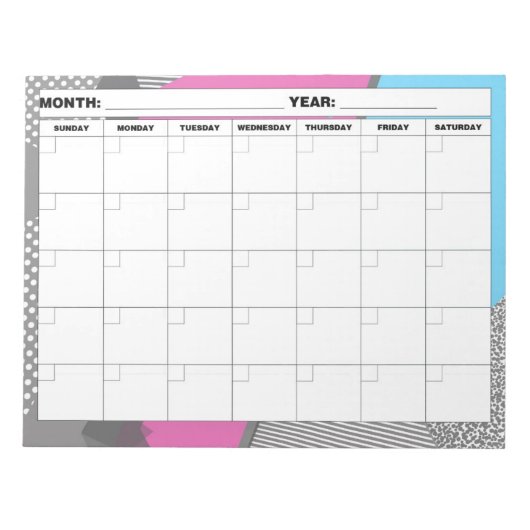 1980s 3Dジオメトリックカレン空白のダー ノートパッド (正面)