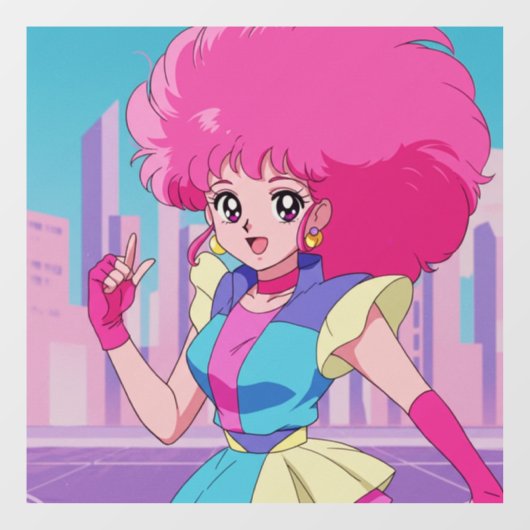 1980s anime-style characters ウィンドウサイン (シート)