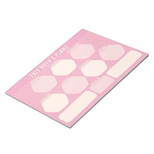 1980s Pink Hand Drawn Grid Planner Weekly ノートパッド (アングル)