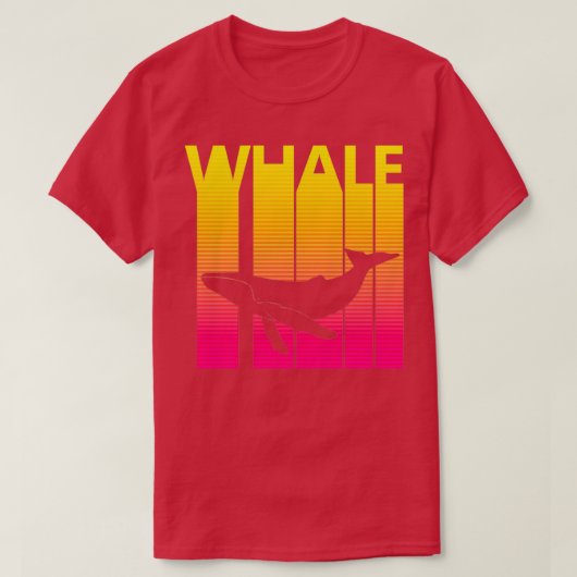 1980s Retro Style Whale Animal Silhouette Tシャツ (デザイン正面)