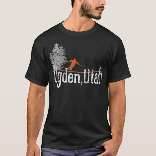 1980s Style Ogden Utah Vintage Skiing Tシャツ (正面)
