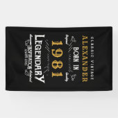 1981パーソナライズされた年の40歳生まれのヴィンテージブラック 横断幕 (横)