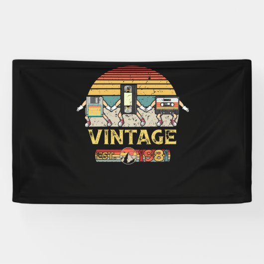 1981ヴィンテージ41st誕生日Music Techカセット 横断幕 (横)