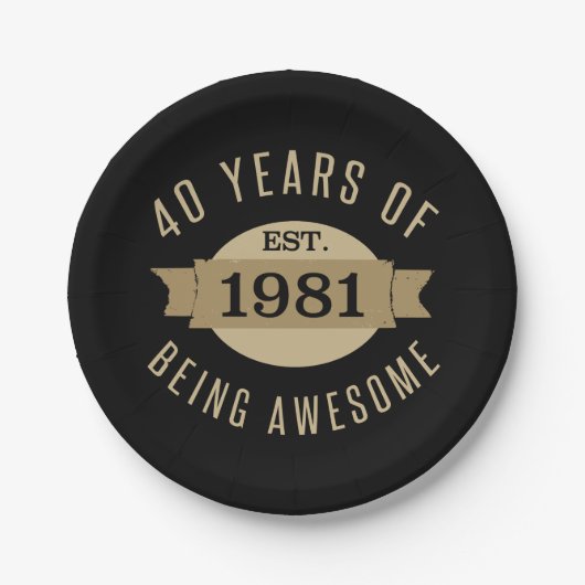 1981年おもしろい40歳の誕生日素晴らし ペーパープレート (正面)