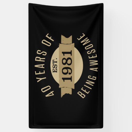 1981年おもしろい40歳の誕生日素晴らし 横断幕 (縦)