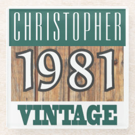 1981年の名前のヴィンテージガラスコースター ガラスコースター