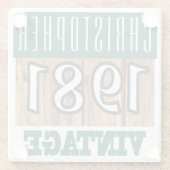 1981年の名前のヴィンテージガラスコースター ガラスコースター (裏面)