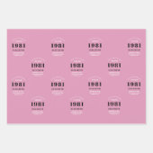 1981年の40歳の誕生日ピンクブラックパーソナライズされたレディ ラッピングペーパーシート (正面3)