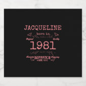 1981年パーソナライズされたの40歳の誕生日ピンクの黒ガーリー ビールラベル (シングルラベル)