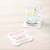 1981年パーソナライズされたの40歳の誕生日ピンク白エレガント ペーパーコースター (インサイチュ)