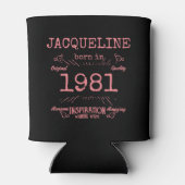 1981年パーソナライズされたの40歳の誕生日ピンク色の黒いヴィンテージ 缶クーラー (裏面)