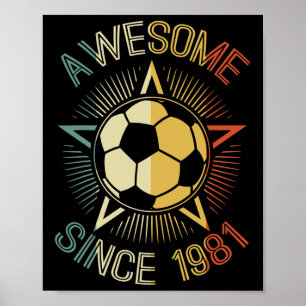 1981年生まれのサッカー好きな人へ レトロ風バースデーギフト ポスター