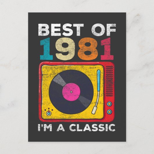 1981年生まれヴィンテージ40th Birthday Vinylsクラシック Mus ポストカード (正面)