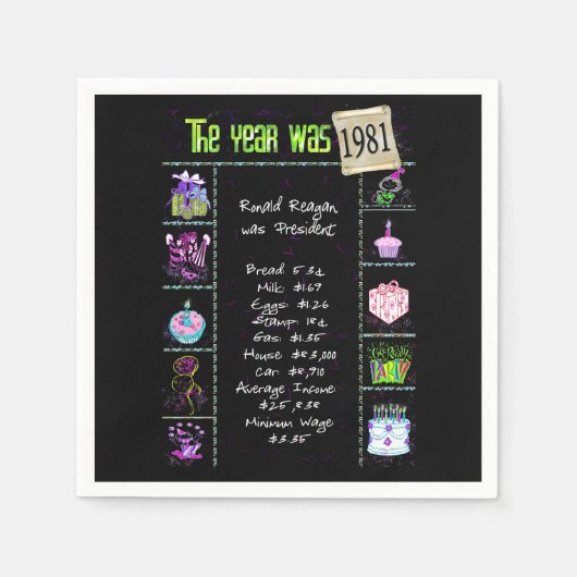 1981年誕生トリビア スタンダードカクテルナプキン (正面)