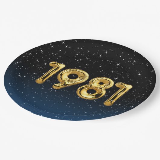 1981年誕生日の星付き風船 ペーパープレート (アングル)