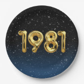 1981年誕生日の星付き風船 ペーパープレート (正面)