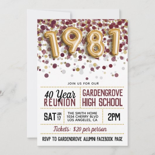 1981年高校懇親会 招待状 (正面)